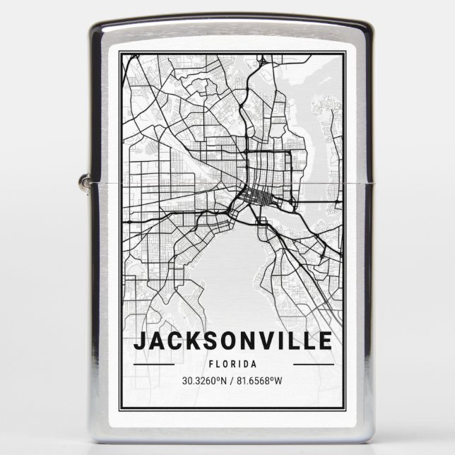 Jacksonville Florida USA City Travel City Map Zippo Lighter (Front)