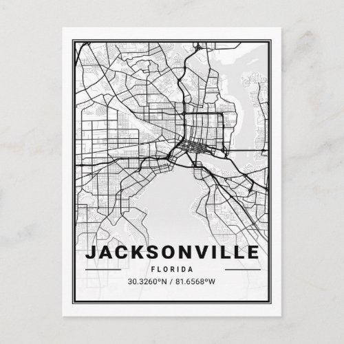 Jacksonville Florida USA Travel City Map Postcard