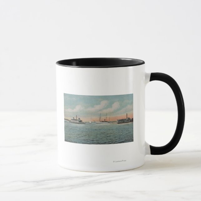 Jacksonville, Florida - View of Harbor with Boat Mug (Right)