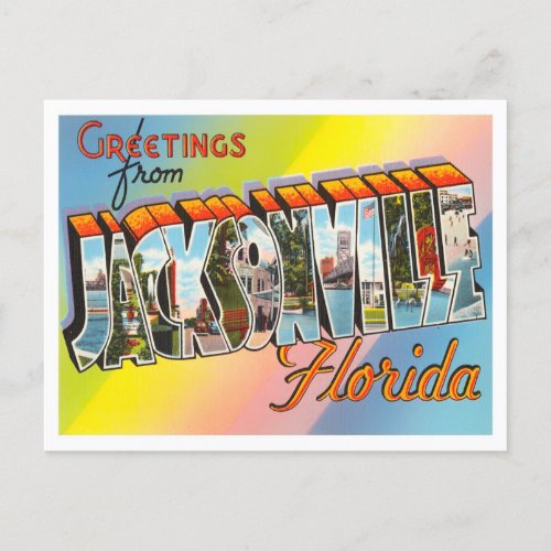 Jacksonville Florida Vintage Big Letters Postcard