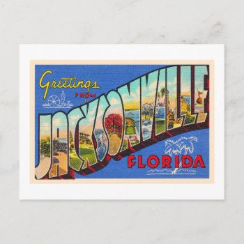 Jacksonville Florida Vintage Large Letter Postcard by AmericanTravelogue at Zazzle