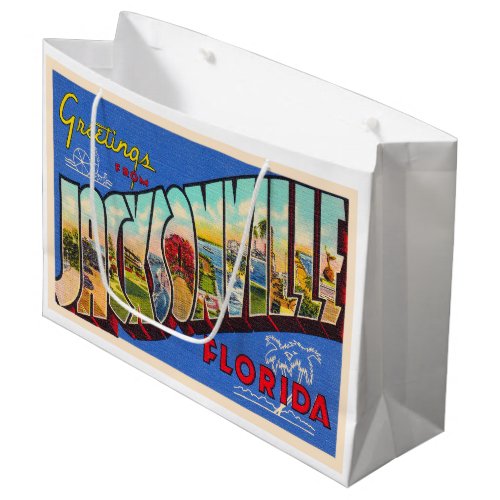 Jacksonville Florida Vintage Large Letter Postcard Large Gift Bag