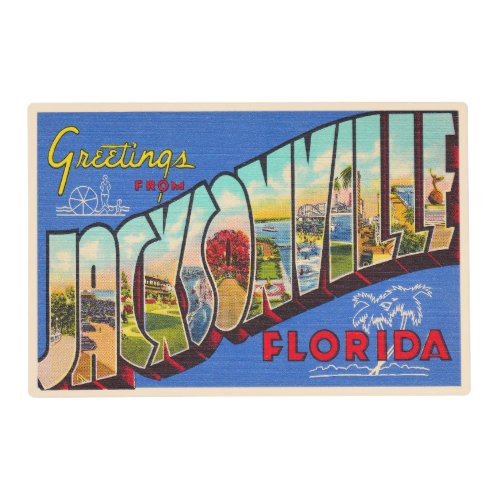 Jacksonville Florida Vintage Large Letter Postcard Placemat