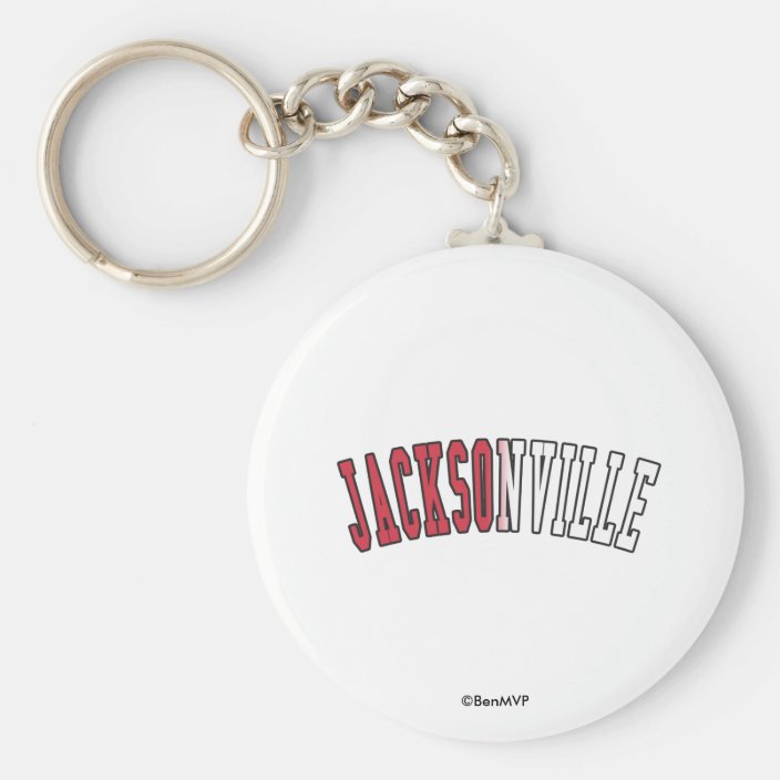 Jacksonville in Florida State Flag Colors Keychain