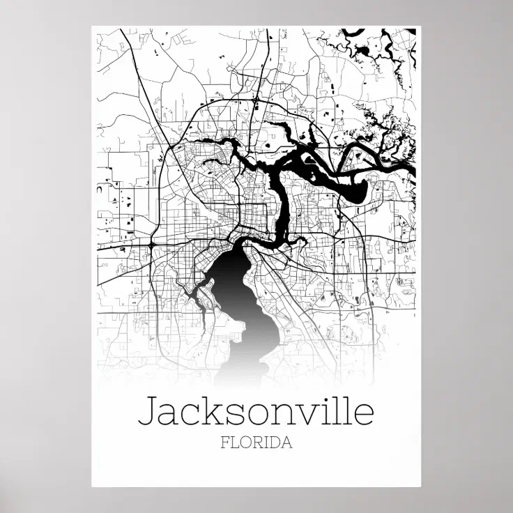 Jacksonville Map - Florida - City Map Poster | Zazzle