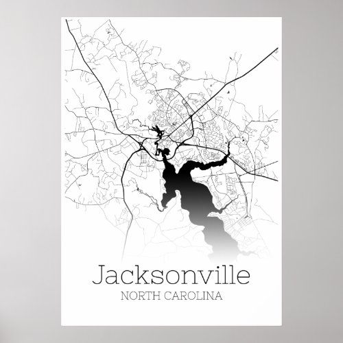 Jacksonville Map _ NC _ City Map Poster