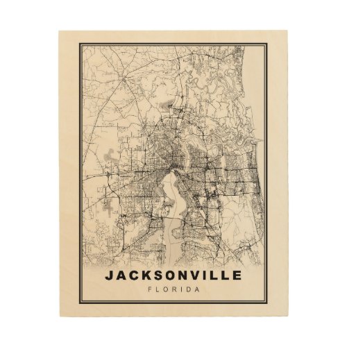 Jacksonville Map Wood Wall Art