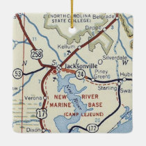 Jacksonville NC Vintage Map Ceramic Ornament