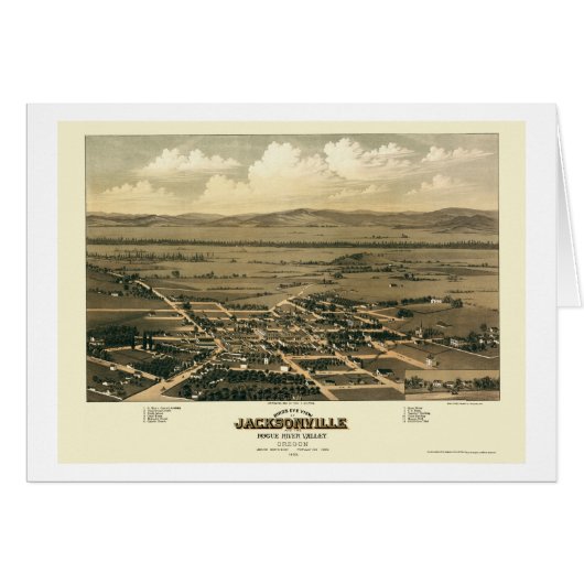 Jacksonville, OR Panoramic Map - 1883 Cards (Front Horizontal)