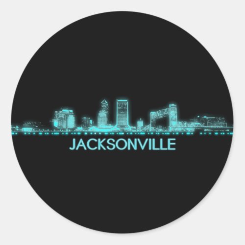 Jacksonville Skyline Classic Round Sticker