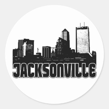 Jacksonville Skyline Classic Round Sticker by TurnRight at Zazzle
