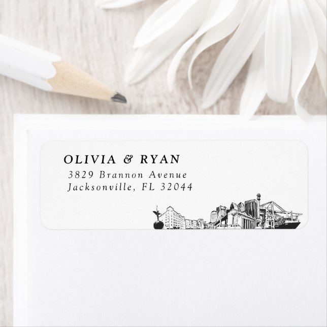 Jacksonville Skyline Modern Return Address Labels (Insitu)