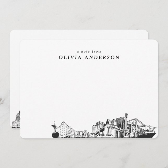 Jacksonville Skyline Personalized Note Cards (Front/Back)
