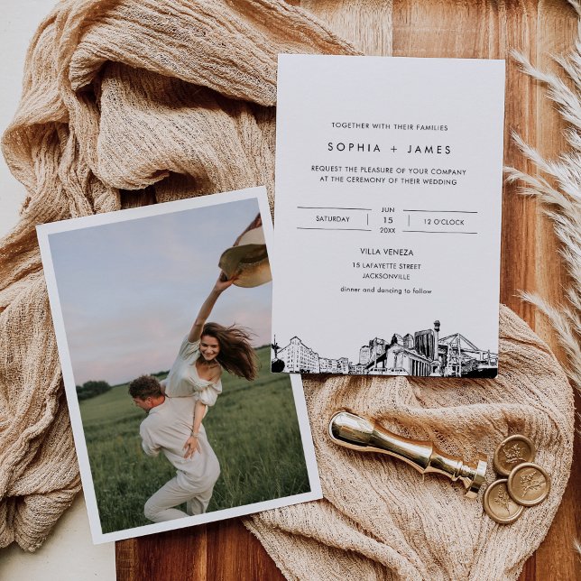 Jacksonville Skyline Wedding Invitation with Photo (Creator Uploaded)