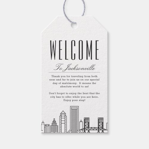 Jacksonville Skyline  Welcome Message Gift Tags