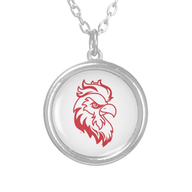 Jacksonville State University Gamecocks Red Eagle Silver Plated Necklace (Front)