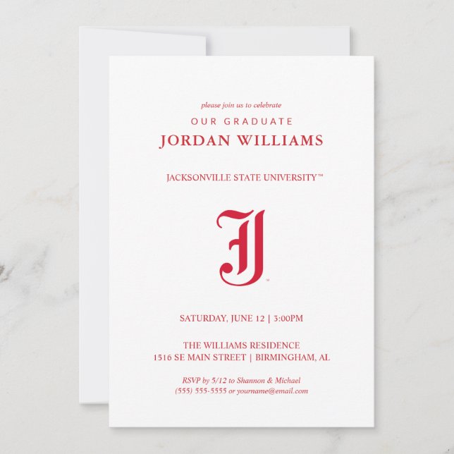 Jacksonville State University Graduation Announcement (Front)