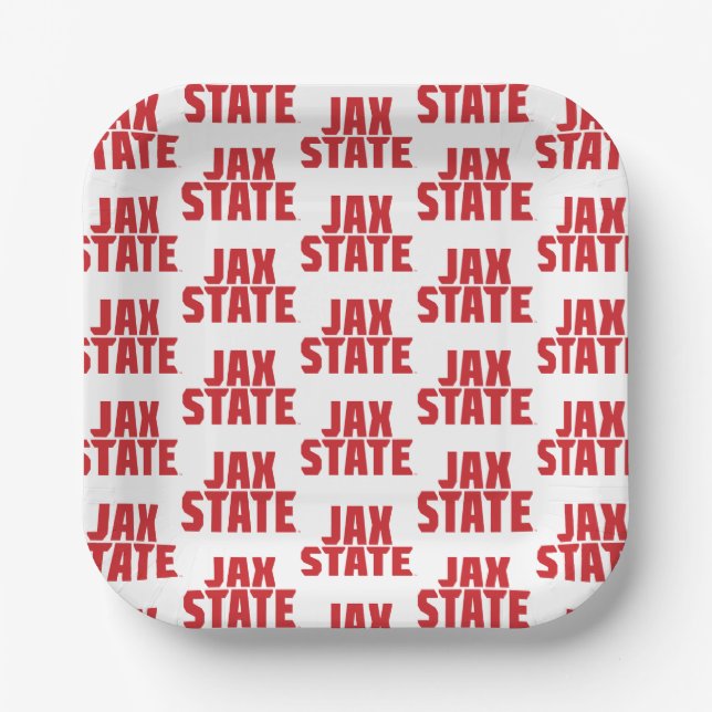 Jacksonville State University JAX STATE Bold Red Paper Plates (Front)