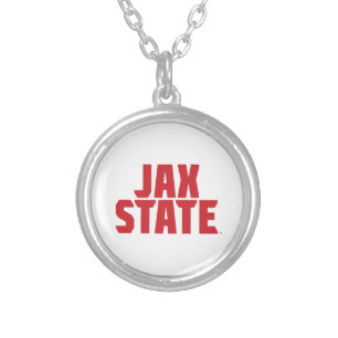 Jacksonville State University JAX STATE Bold Red Silver Plated Necklace