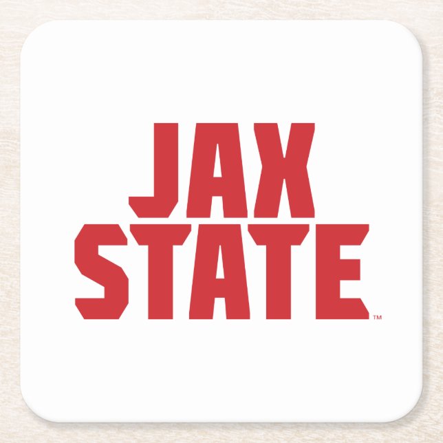Jacksonville State University JAX STATE Bold Red Square Paper Coaster (Front)