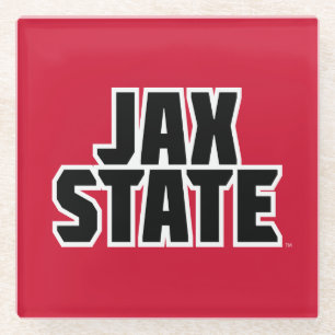 Jacksonville State University JAX STATE Bold Text Glass Coaster