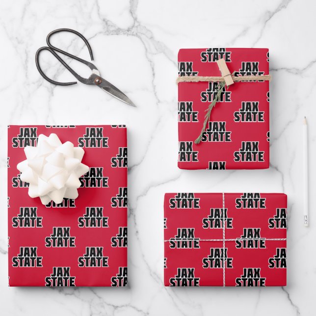 Jacksonville State University JAX STATE Bold Text Wrapping Paper Sheets (Front)