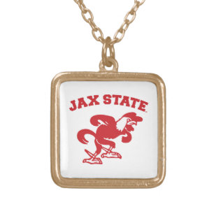 Jacksonville State University JAX State Gamecocks Gold Plated Necklace