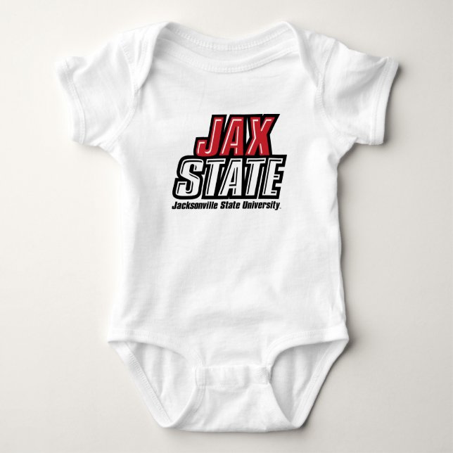 Jacksonville State University JAX STATE Logo Baby Bodysuit (Front)