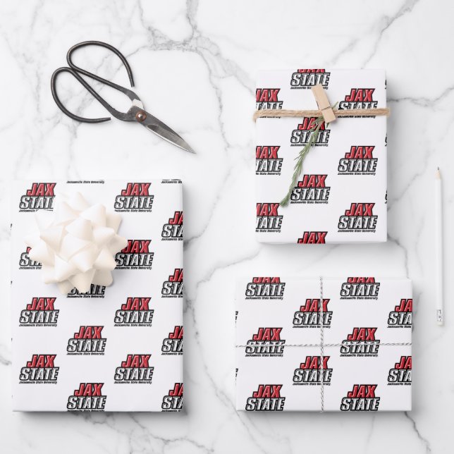 Jacksonville State University JAX STATE Logo Wrapping Paper Sheets (Front)