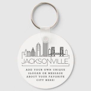 Jacksonville Stylized Skyline Custom Slogan Keychain