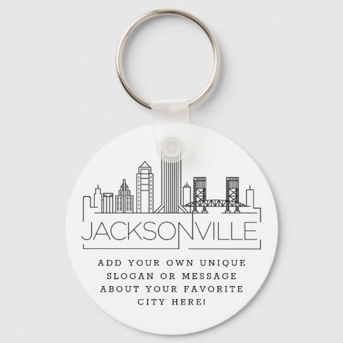 Jacksonville Stylized Skyline  Custom Slogan Keychain