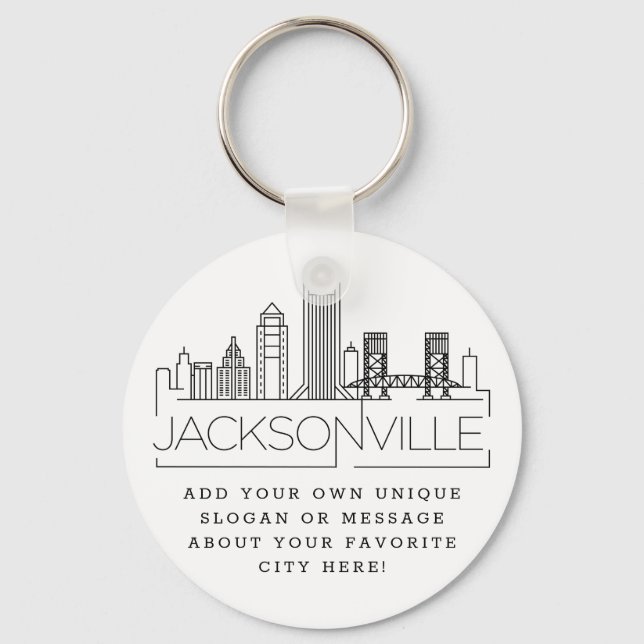 Jacksonville Stylized Skyline | Custom Slogan Keychain (Front)