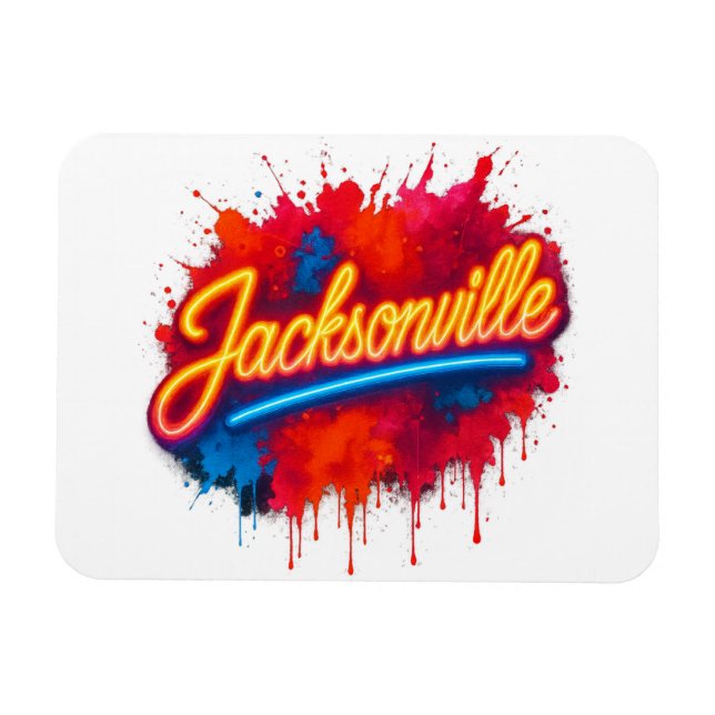 Jacksonville Vibrant Neon Splash City Design Magnet (Horizontal)