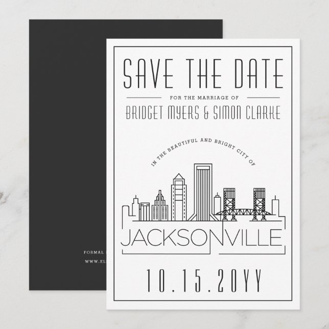 Jacksonville Wedding | Skyline Save the Date Invitation (Front/Back)
