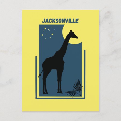 Jacksonville Zoo Florida Vintage Giraffe Postcard