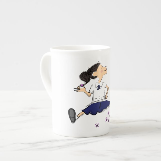 Jackstone Girl Bone China Mug (Front Left)