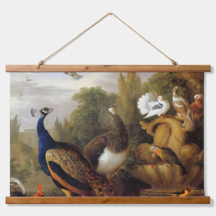 Jacob Bogdani Peacock Peahen Parrots Canary Hanging Tapestry