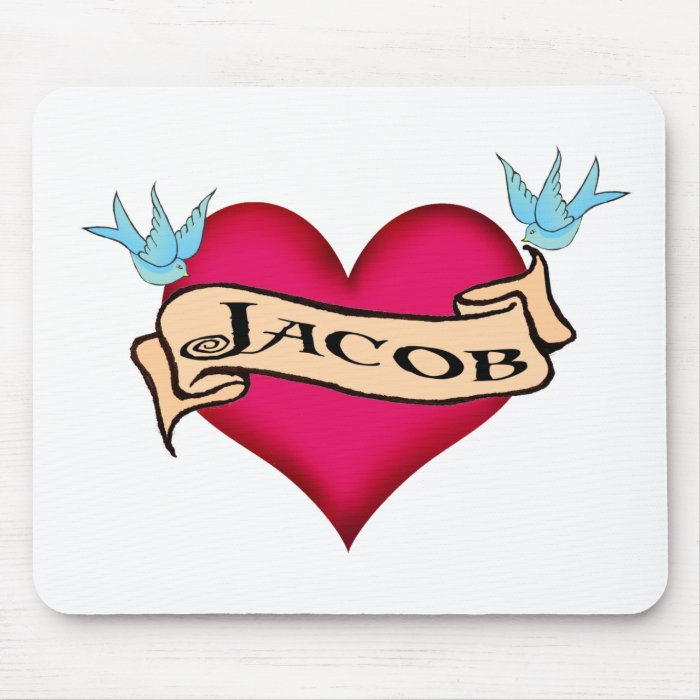 Jacob   Custom Heart Tattoo T shirts & Gifts Mouse Mat