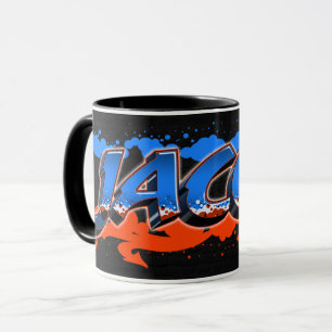 Jacob First Name Graffiti blue orange Tasse Mug