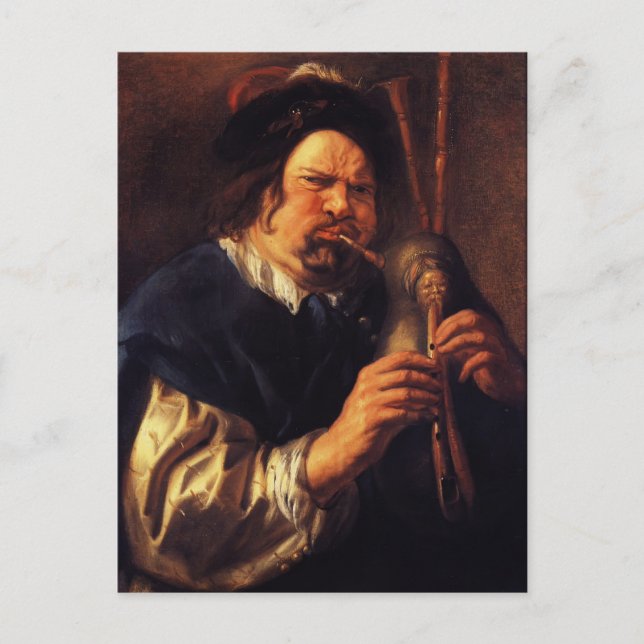 Jacob Jordaens- Self-Portrait as a Bagpipe Player Postcard (Front)