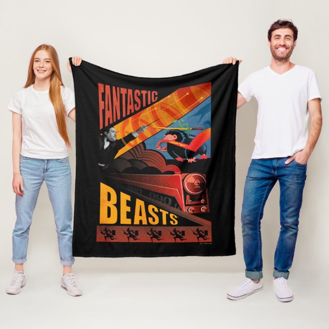 Jacob Kowalski Fantastic Beasts Vintage Poster Fleece Blanket (In Situ)