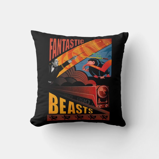 Jacob Kowalski Fantastic Beasts Vintage Poster Throw Pillow (Front)