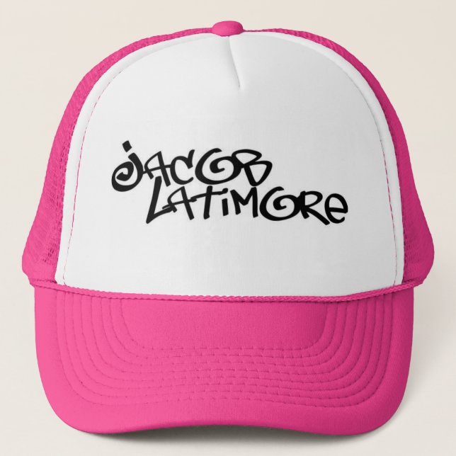 Jacob Latimore Signature Logo Pink Trucker Hat (Front)