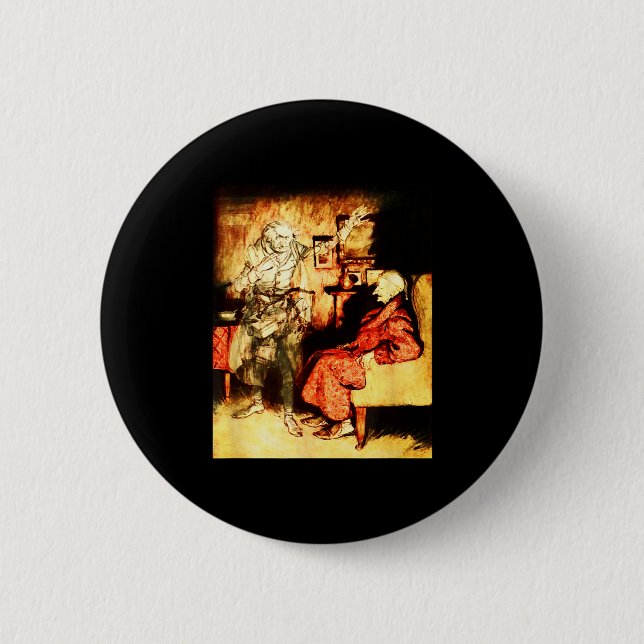 Jacob Marley Ghost Scrooge Bah Humbug Christmas Ca Button (Front)