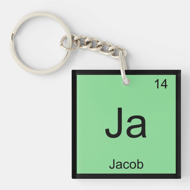 Jacob  Name Chemistry Element Periodic Table Keychain (Front)