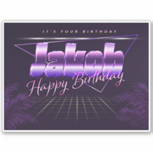Jacob Name First Name purple retro sticker birthda