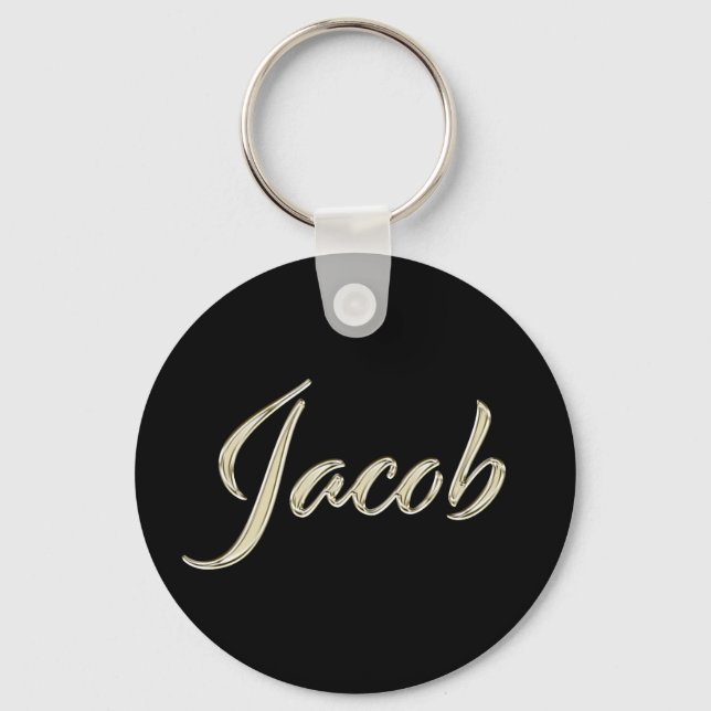 Jacob Name whitegold Button Schlüsselanhänger Keychain (Front)