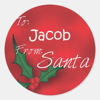 Jacob Personalized Holly Label62 Classic Round Sticker