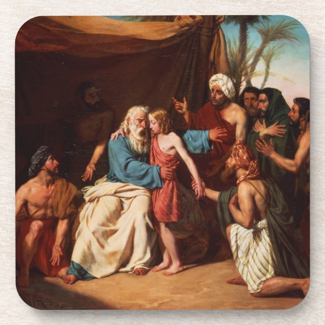 Jacob refusing to release Benjamin, 1829 (oil on c Drink Coaster (Front)