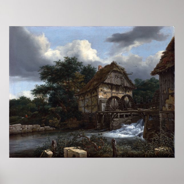 Jacob van Ruisdael Two Watermills Poster (Front)